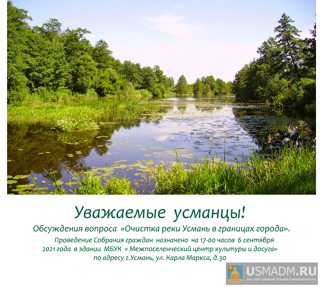 Очистка реки Усмань в границах города Очистка реки Усмань в границах города